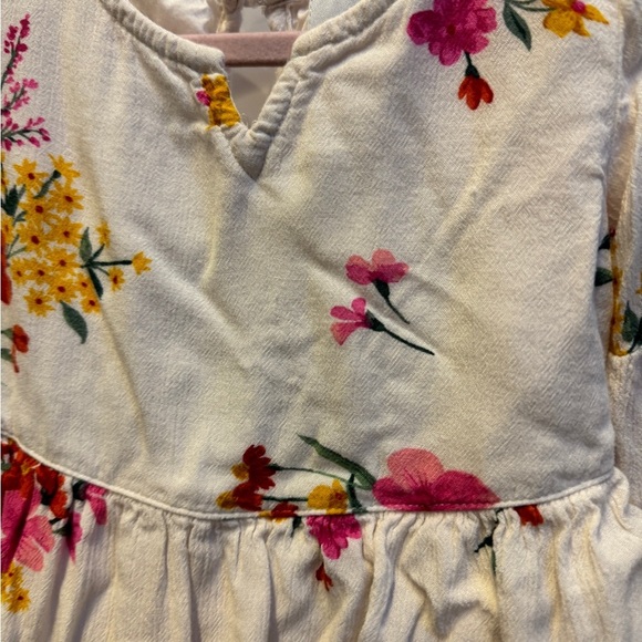 Old Navy 2T Girls White Multicolor Floral Long Sleeve Dress - Picture 4 of 4